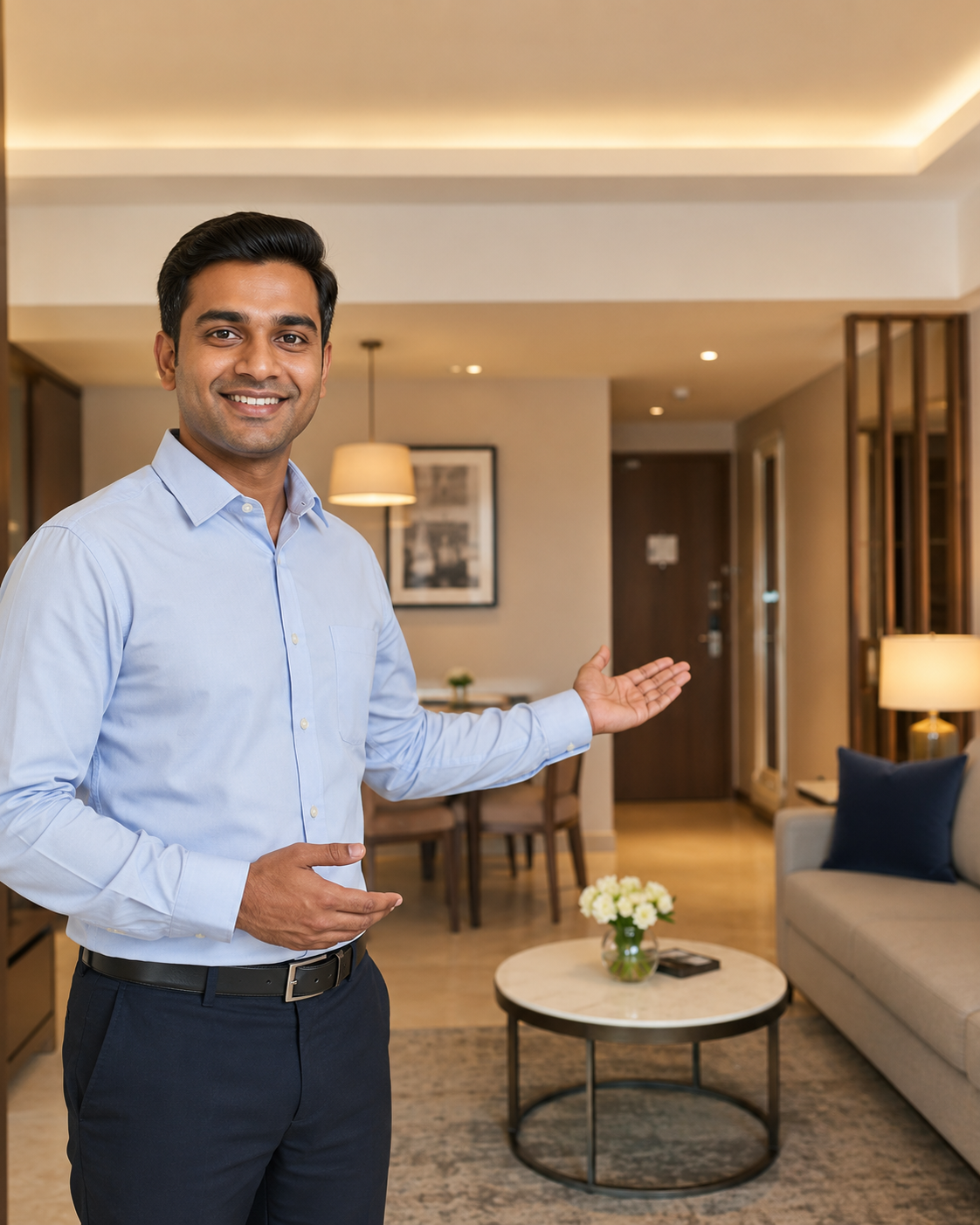 Hotel host presenting exclusive services